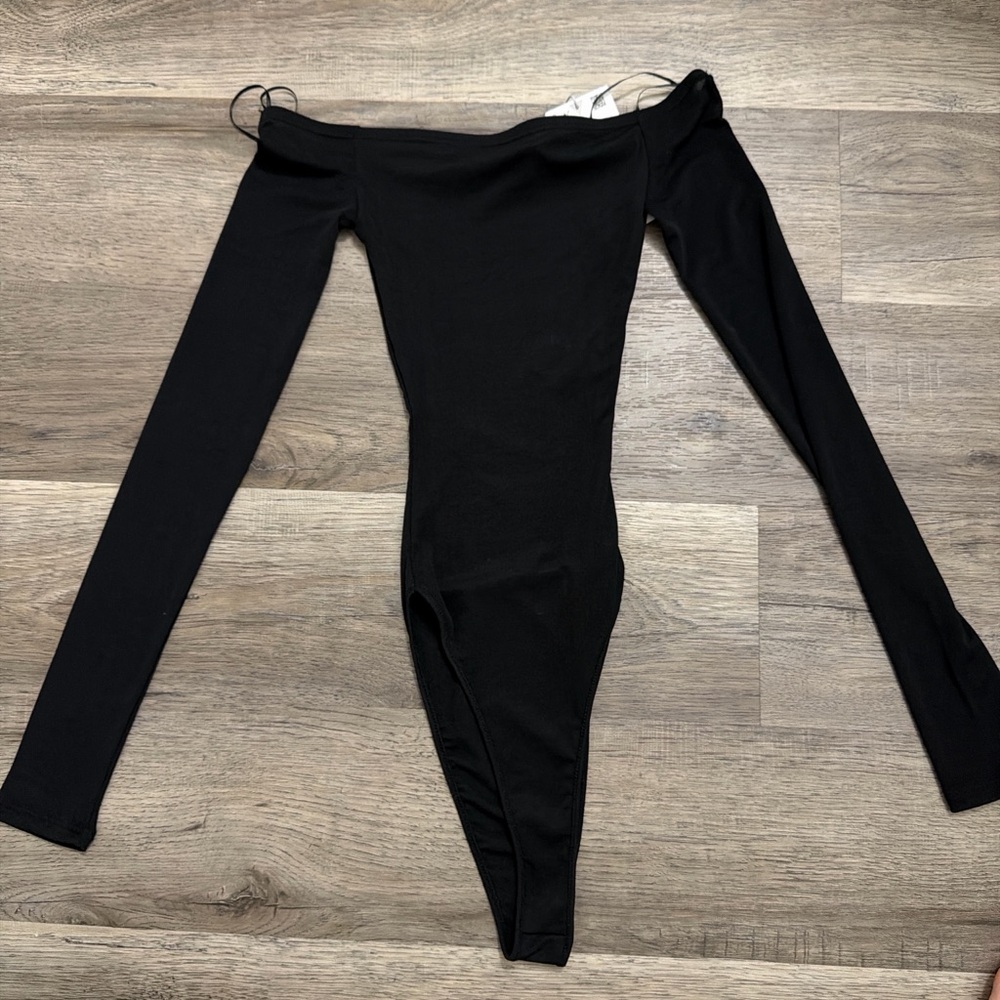 Zara Sheer Black Long Sleeve Bodysuit